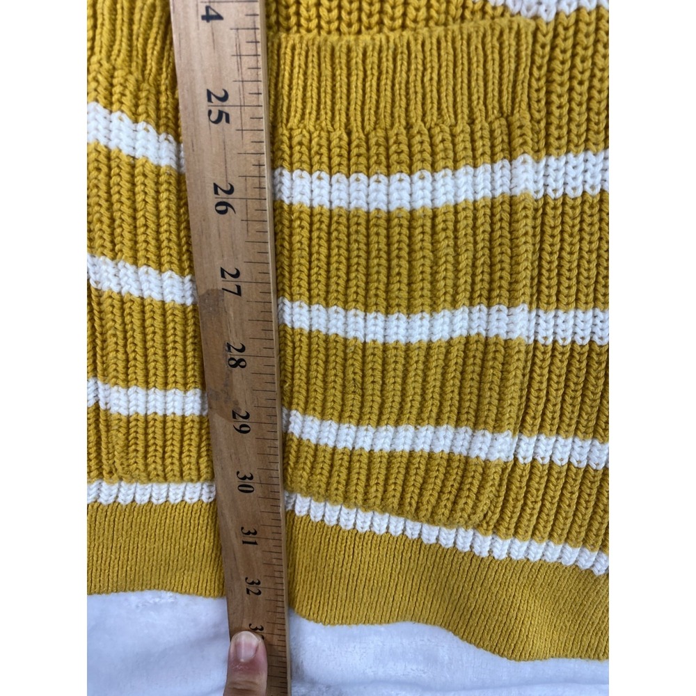 Old Navy Knit Open Cardigan Sweater Sz M Mustard Yellow Striped Cotton Blend - Picture 5 of 12